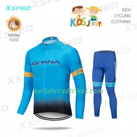 Radbekleidung Radtrikot Langarm + Lang Radhose 2020 Astana Pro Team Kinder N001